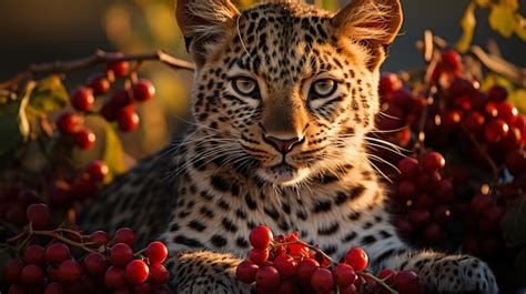 Premium AI Image | Leopard on the Tree Eating Food