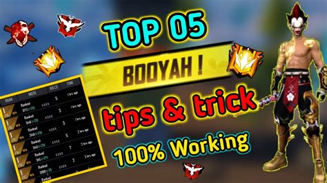 Top 05 Squad Duo Solo Match BOOYAH Tips Trick 100 Working Free Fire