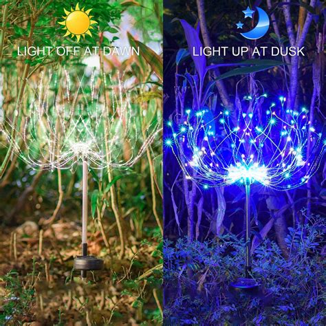 Solarera 2 Pack Solar Firework Outdoor Lights 120 Led Waterproof Solar