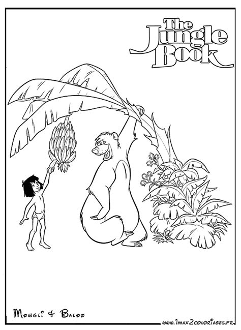 Coloriages Du Livre De La Jungle De Walt Disney Baloo Et Mowgli