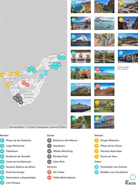 Teneriffa Sehensw Rdigkeiten Highlights Karte