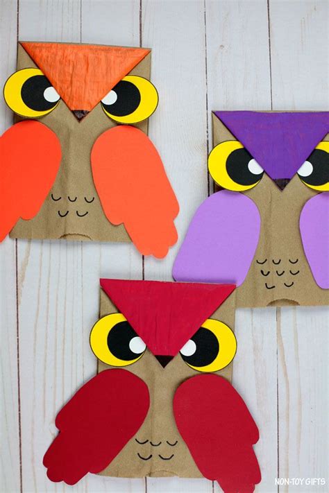 Paper Bag Owl Craft For Kids Fall Craft With Owl Template Kids Fall