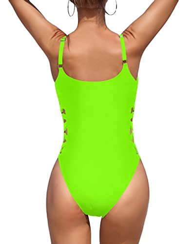 Sexy Crisscross Lace Up Women One Piece Slimming Bathing Suit Neon Gre