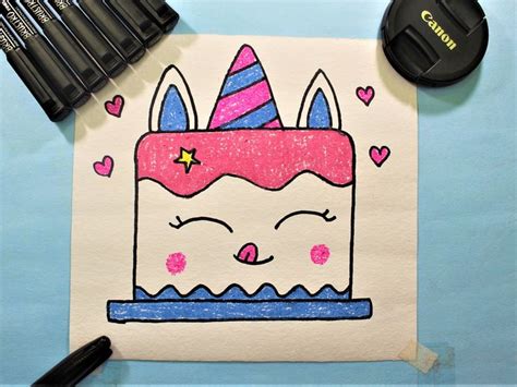 How to Draw a Simple Cute Unicorn Cake, Easy Draw and Color Step by Step | Drawing pictures for ...