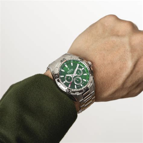 Reloj Festina F Verde Correa De Acero Inoxidable L Hombre