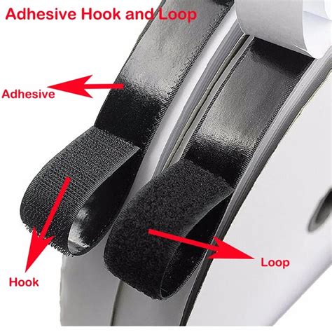 M Length Hook And Loop Tape Self Adhesive Strips Set With Sticky Glue