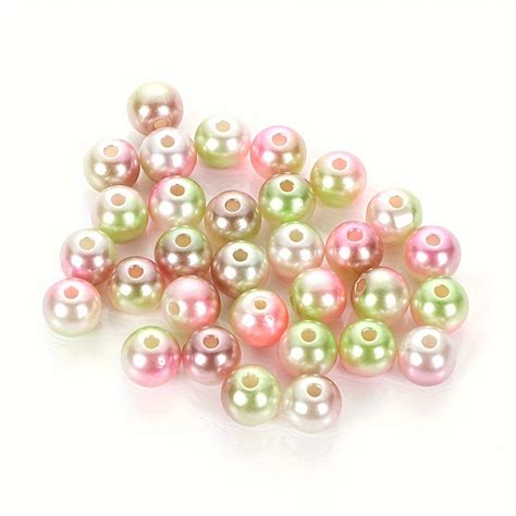 Mixed Colorful Abs Imitation Pearl Round Perforated Resin Temu United