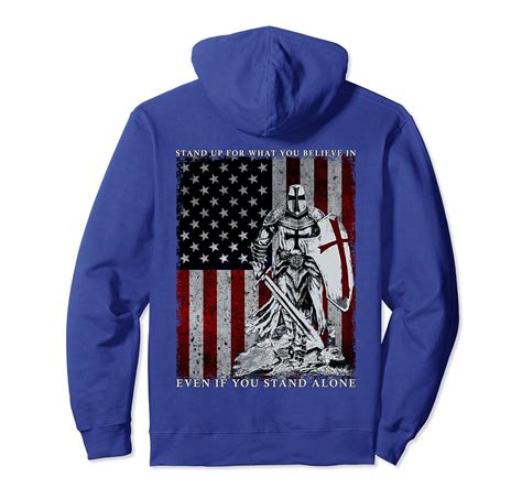 Knight Templar American Flag Crusader Pullover Hoodie 4lvs