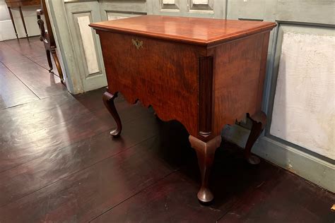 Custom Queen Anne Style Filing Cabinet In Tiger Maple Reeded Quarter