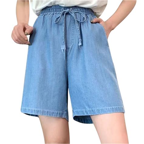 Usmixi Casual Shorts For Women Summer Drawstring Elastic Waist Plus