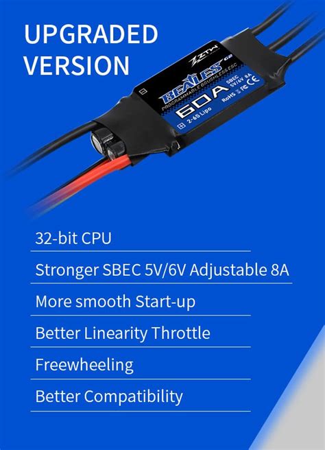 ZTW Beatles 60A G2 Programmable Brushless ESC With SBEC XT60