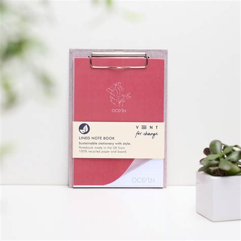 A5 Clipboard & Pad - Recycled Ocean Plastics - Coral Pink - VENT for