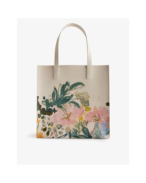 Ted Baker Meaicon Large Floral Print Icon Tote Bag In Natural Lyst