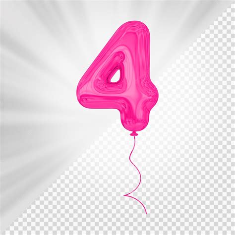 Premium PSD | Pink balloon number 4