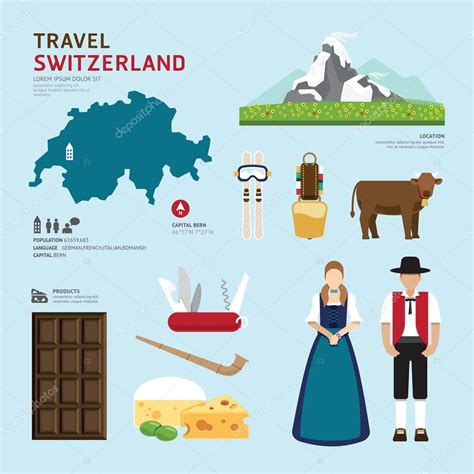 Switzerland Flat Icons Stock Vector Image By Pongsuwan