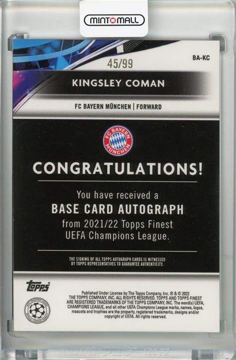 Mint Topps Finest Uefa Champions League Fc