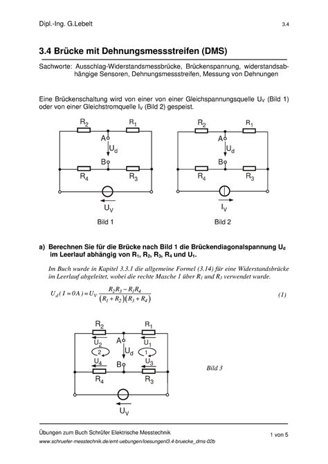 Messtechnik Übung DMS 2 Übungen zum Buch Schrüfer Elektrische