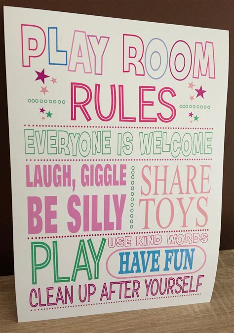 A4 Print Unmountedunframed Play Room Rules Pink Framed Forever