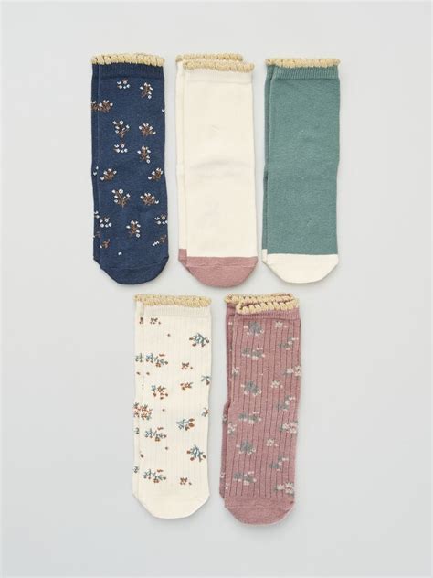 Lot De Paires De Chaussettes Imprim Es Vert Beige Bleu Kiabi