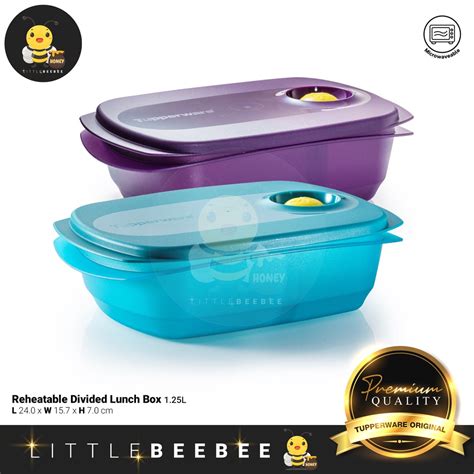 Tupperware Crystalwave Rect Lunch Box Reheatable Divided Lunch Box