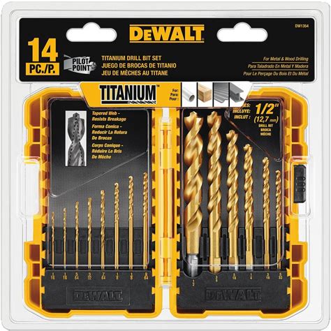 14-Piece Dewalt Brad Point Titanium Pilot Drill Bits Set Metal Wood ...