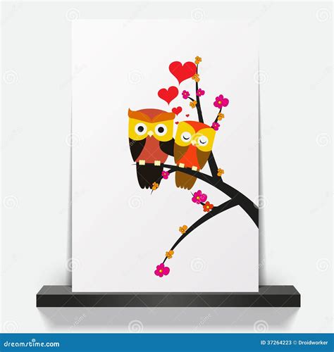 Couple Owls In Lovevector Wedding Card Stock Vector Illustration Of