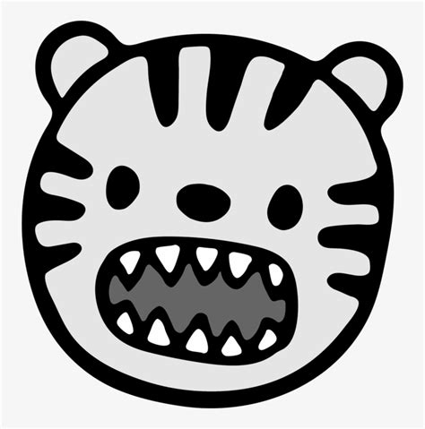 Tiger Roar Cartoon Drawing Download - Cartoon Tiger Face Black And ...