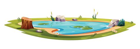 Natural pond illustration. Vector cartoon isolated on white background ...