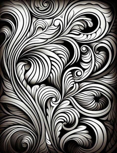 Premium Ai Image A Black And White Drawing Of A Swirly Design Generative Ai