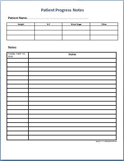 Chart Notes Template