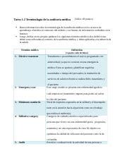 AUME2000 Tarea 1 2 docx Tarea 1 2 Terminología de la auditoría médica