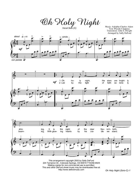 Oh Holy Night (by Sally Deford -- Organ/Organ Accompaniment, Vocal Solo)