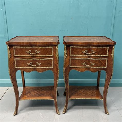 Pair Of French Kingwood Parquetry Bedside Cabinets Antiques Atlas