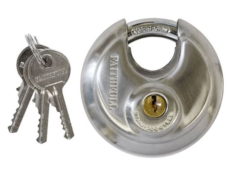 Faithfull Stainless Steel Discus Padlock Cw 3 Keys Padlocks