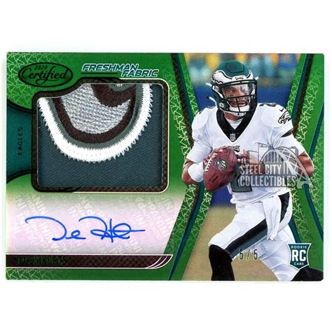 Jalen Hurts Panini Certified Green Rookie Patch Autograph Card