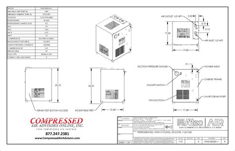 Altec RAD 0025A 25 CFM Non Cycling Refrigerated Air Dryer 115V