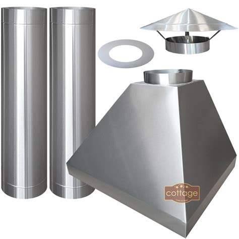 Kit Coifa para churrasqueira Inox de 75cm Chaminé completa 2m