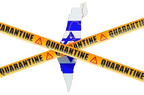 Premium Photo | Quarantine in israel concept israeli map with caution ...