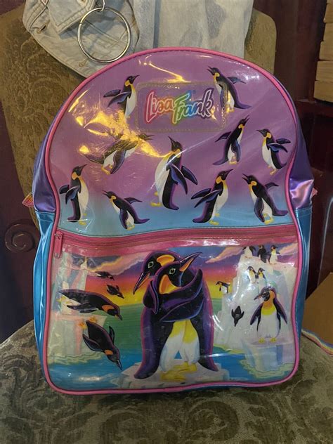 Rare Vintage 90s Lisa Frank Hugging Penguins Backpack Gem