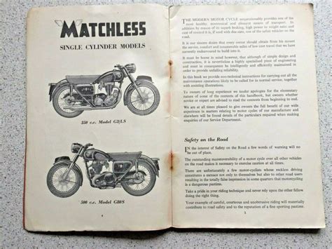 Instruction Book Matchless Single Cylinder Models 1957 350cc G3 LS