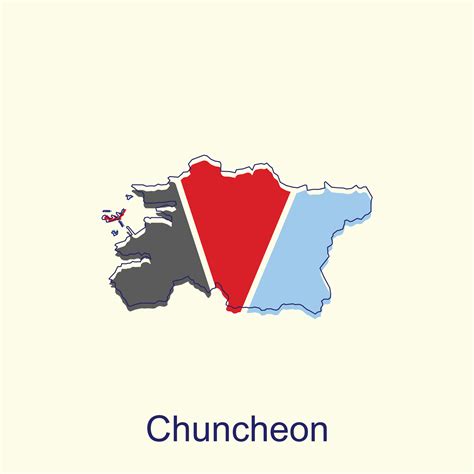 Chuncheon Map Vector Illustration On White Background Detailed Map Of