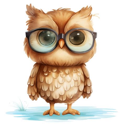 Premium Photo Cartoon Owl Wearing Glasses Standing On A White Surface