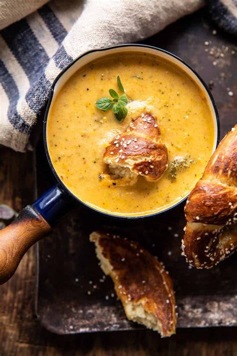 Lighter Creamy Broccoli Cheddar Soup Half Baked Harvest