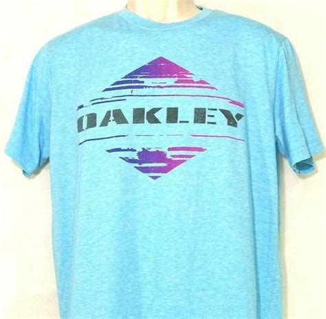 Oakley Crewneck Regular Fit Graphic T Shirt Men Size M Heather Blue Short Sleeve Oakley