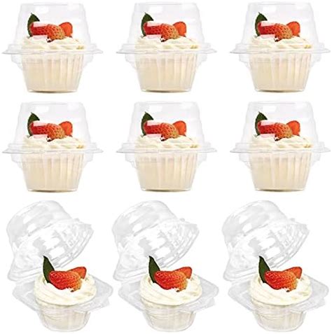 Lotfancy Plastic Individual Cupcake Containers Pcs Disposable