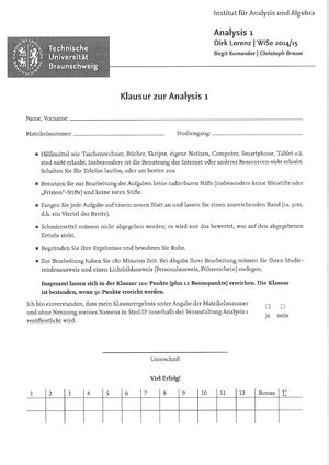 Analysis Mit Losung Institut F R Partielle Differentialgleichungen