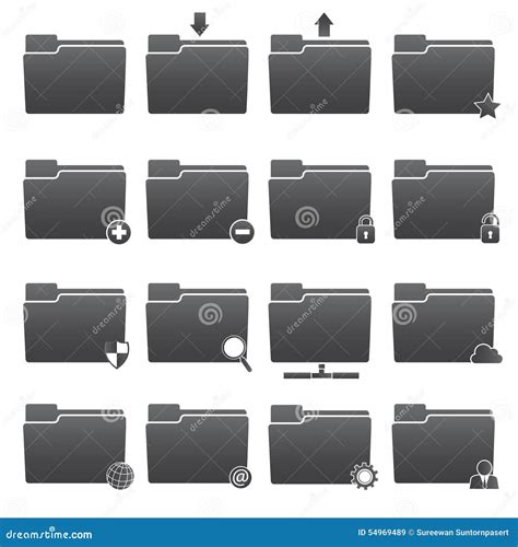 Basic Folder Icons Set Stock Vector Illustration Of Design