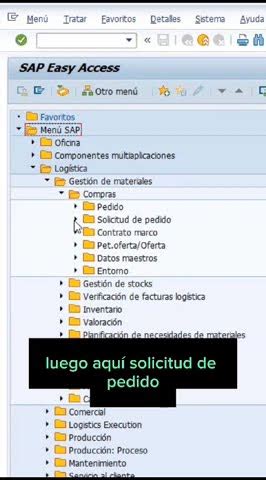 CREAR SOLICITUD DE PEDIDO EN SAP SAP MM MÓDULO DE COMPRAS sap