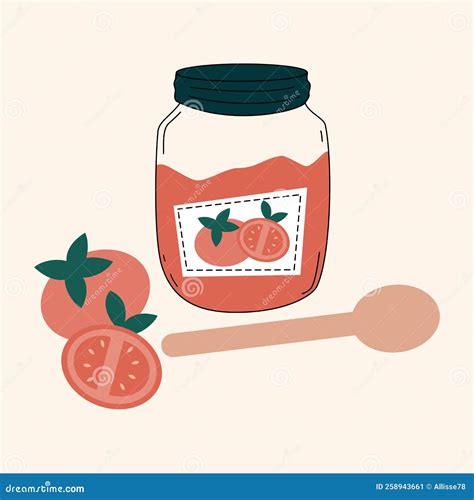 Mason Jar With Tomato Sauce Stock Vector Illustration Of Rustic