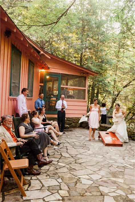 Wedding Reception On The Back Porch At Spence Cabin Gatlinburg